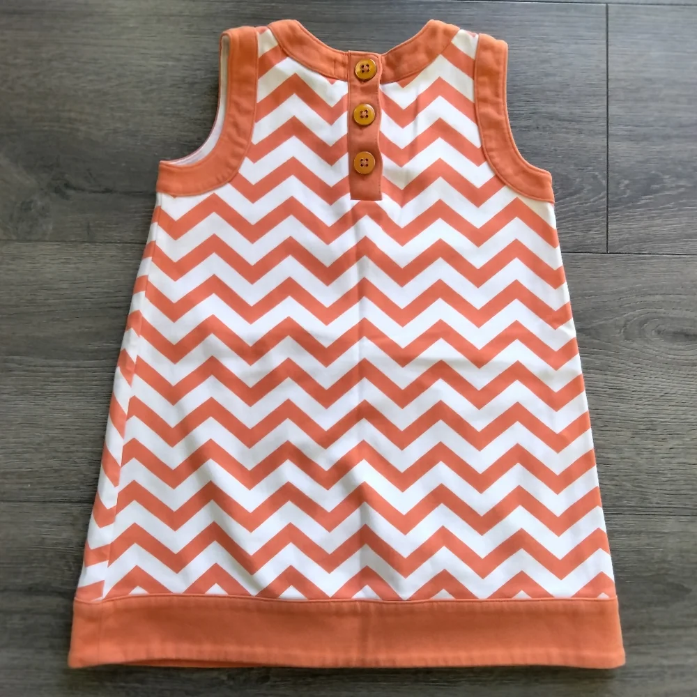 Baby Gap Orange White Chevron Print Sleeveless Girl's Dress Size 4T - 2009